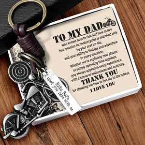 Motorcycle Keychain - Biker - To My Dad - Thank You For Showing Me How To Live Life To The Fullest - Gkx18011