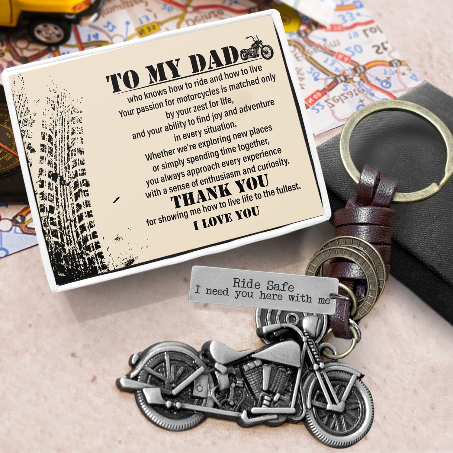 Motorcycle Keychain - Biker - To My Dad - Thank You For Showing Me How To Live Life To The Fullest - Gkx18011