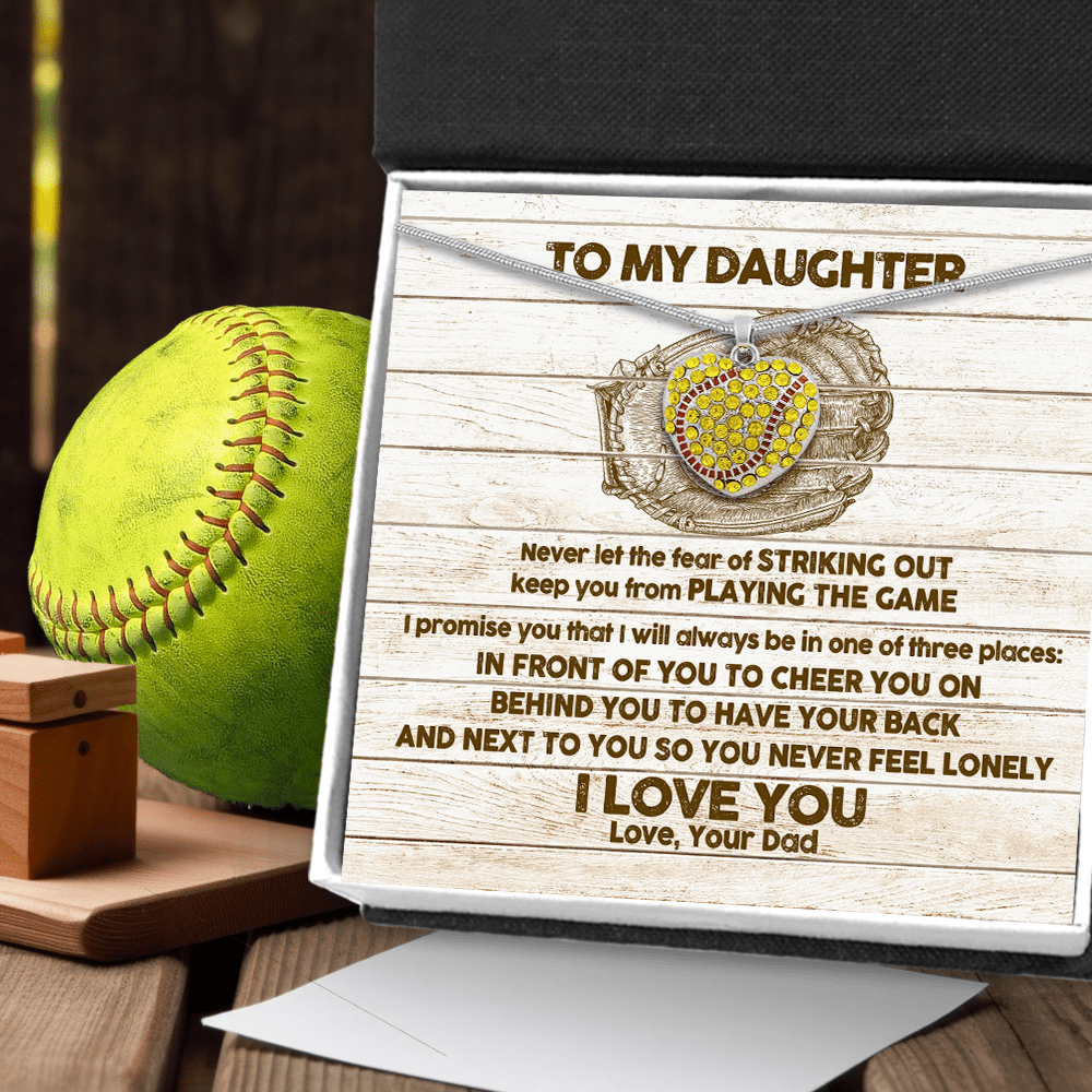 New Softball Heart Necklace - Softball - To My Daughter - I Love You - Gnep17031