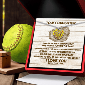 New Softball Heart Necklace - Softball - To My Daughter - I Love You - Gnep17031