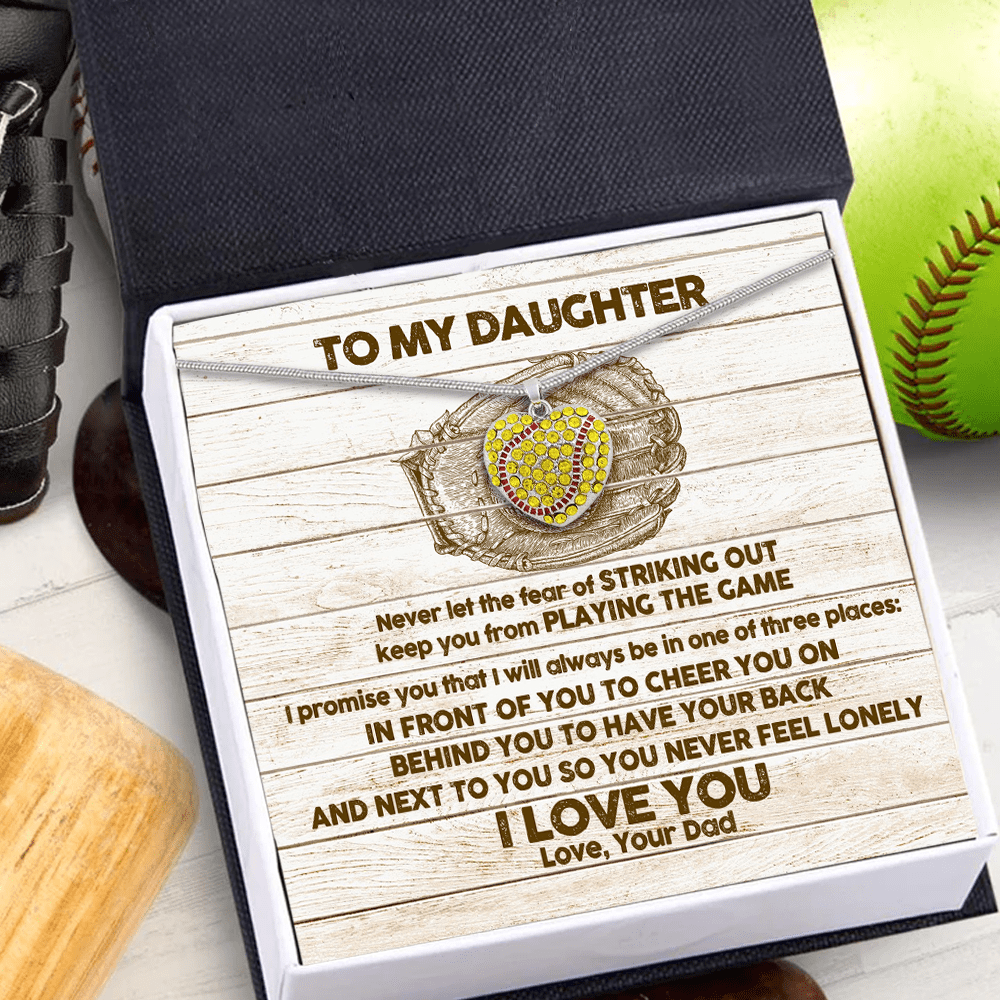 New Softball Heart Necklace - Softball - To My Daughter - I Love You - Gnep17031