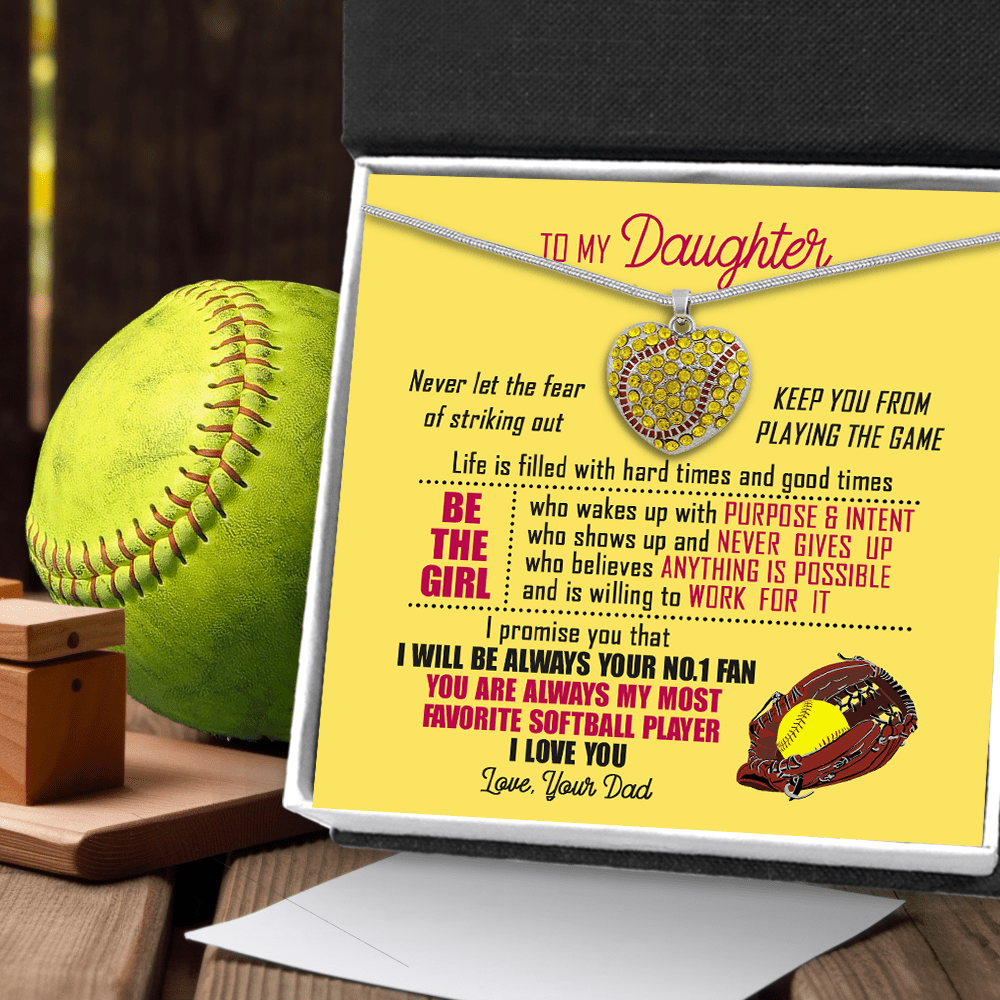 New Softball Heart Necklace - Softball - To My Daughter - Life Is Filled With Hard Times & Good Times - Gnep17029