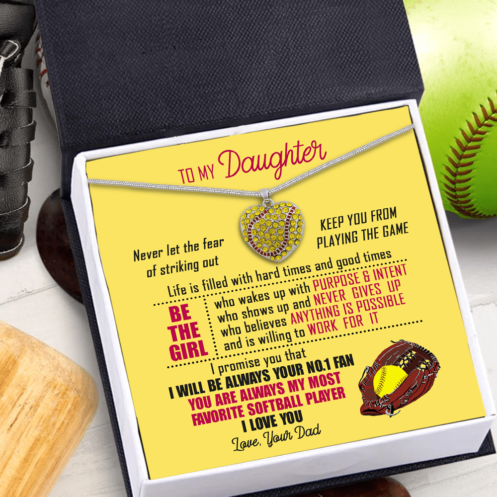 New Softball Heart Necklace - Softball - To My Daughter - Life Is Filled  With Hard Times & Good Times - Gnep17029