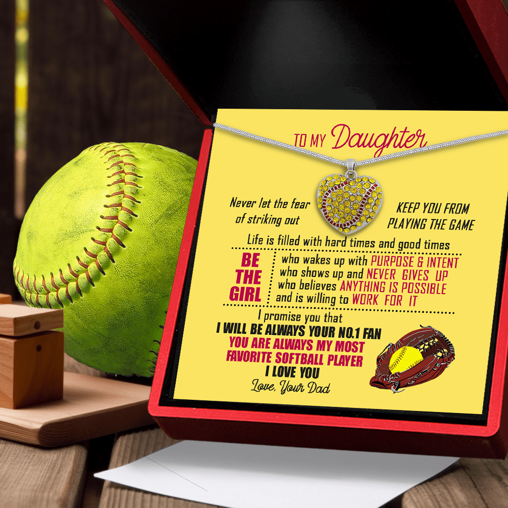 New Softball Heart Necklace - Softball - To My Daughter - Life Is Filled With Hard Times & Good Times - Gnep17029