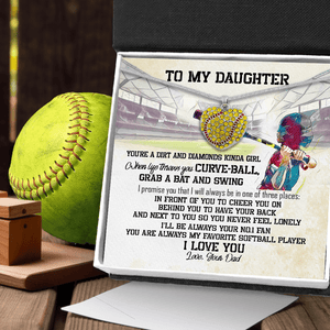 New Softball Heart Necklace - Softball - To My Daughter - You Are A Dirt And Diamonds Kinda Girl - Gnep17032
