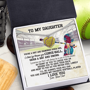 New Softball Heart Necklace - Softball - To My Daughter - You Are A Dirt And Diamonds Kinda Girl - Gnep17032