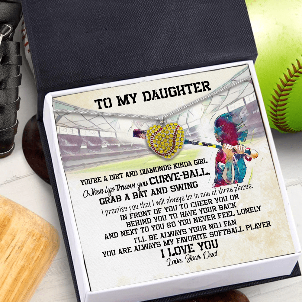 New Softball Heart Necklace - Softball - To My Daughter - You Are A Dirt And Diamonds Kinda Girl - Gnep17032