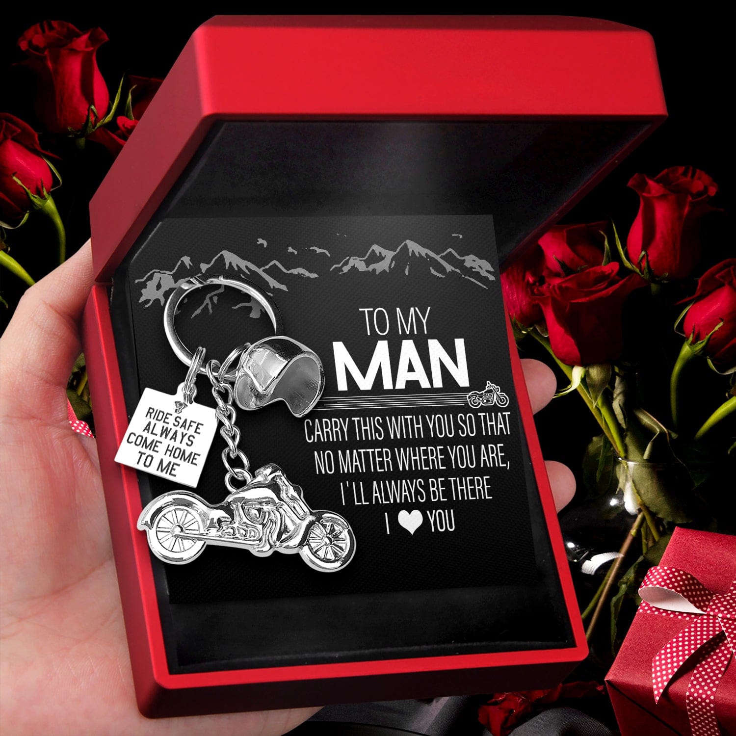 Personalized Classic Bike Keychain - To My Man - Ride Safe, Always Come Home to Me - Gkt26005