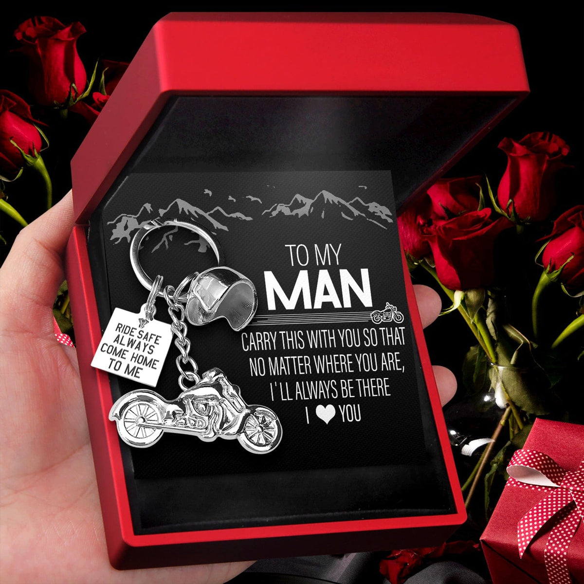 Personalized Classic Bike Keychain - To My Man - Ride Safe, Always Come Home to Me - Gkt26005