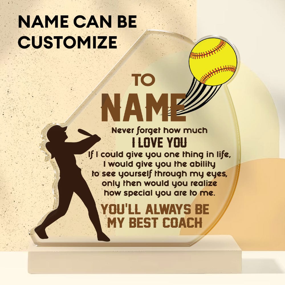 Personalized Crystal Plaque - Softball - To My Dad - Never Forget How Much I Love You - Gznf18020