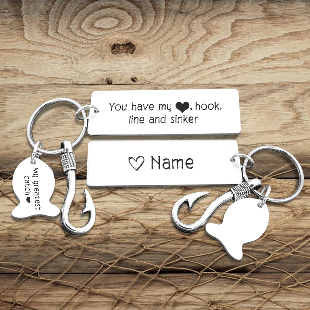 Personalized Fishing Hook Keychain - To My Girlfriend - You Have My Heart, Hook, Line And Sinker - Gku13001