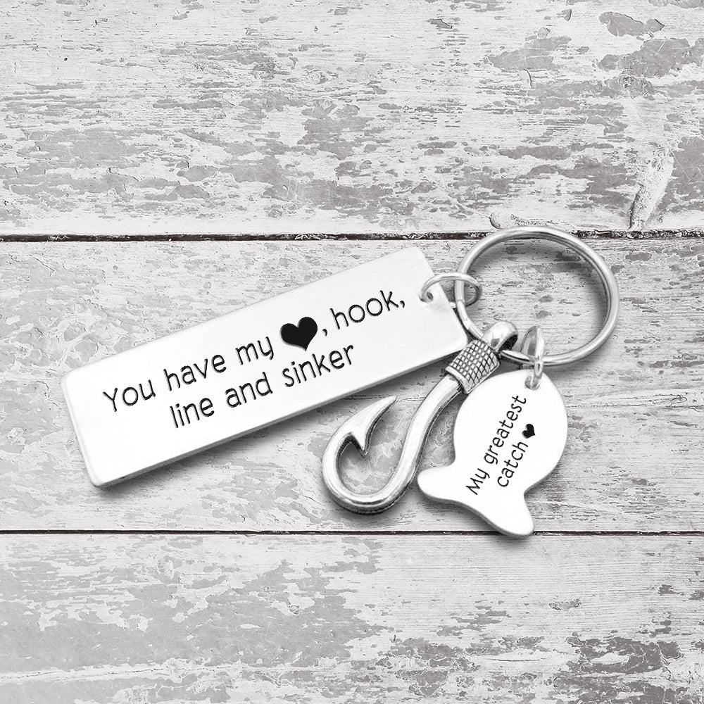 Personalized Fishing Hook Keychain - To My Girlfriend - You Have My Heart, Hook, Line And Sinker - Gku13001