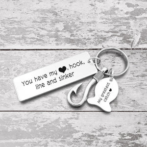 Personalized Fishing Hook Keychain - To My Girlfriend - You Have My Heart, Hook, Line And Sinker - Gku13001