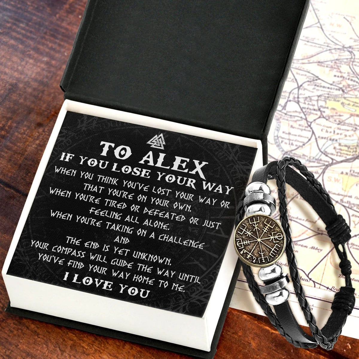 Personalized Viking Compass Bracelet - Viking - To My Viking - I Love You - Gbla26001