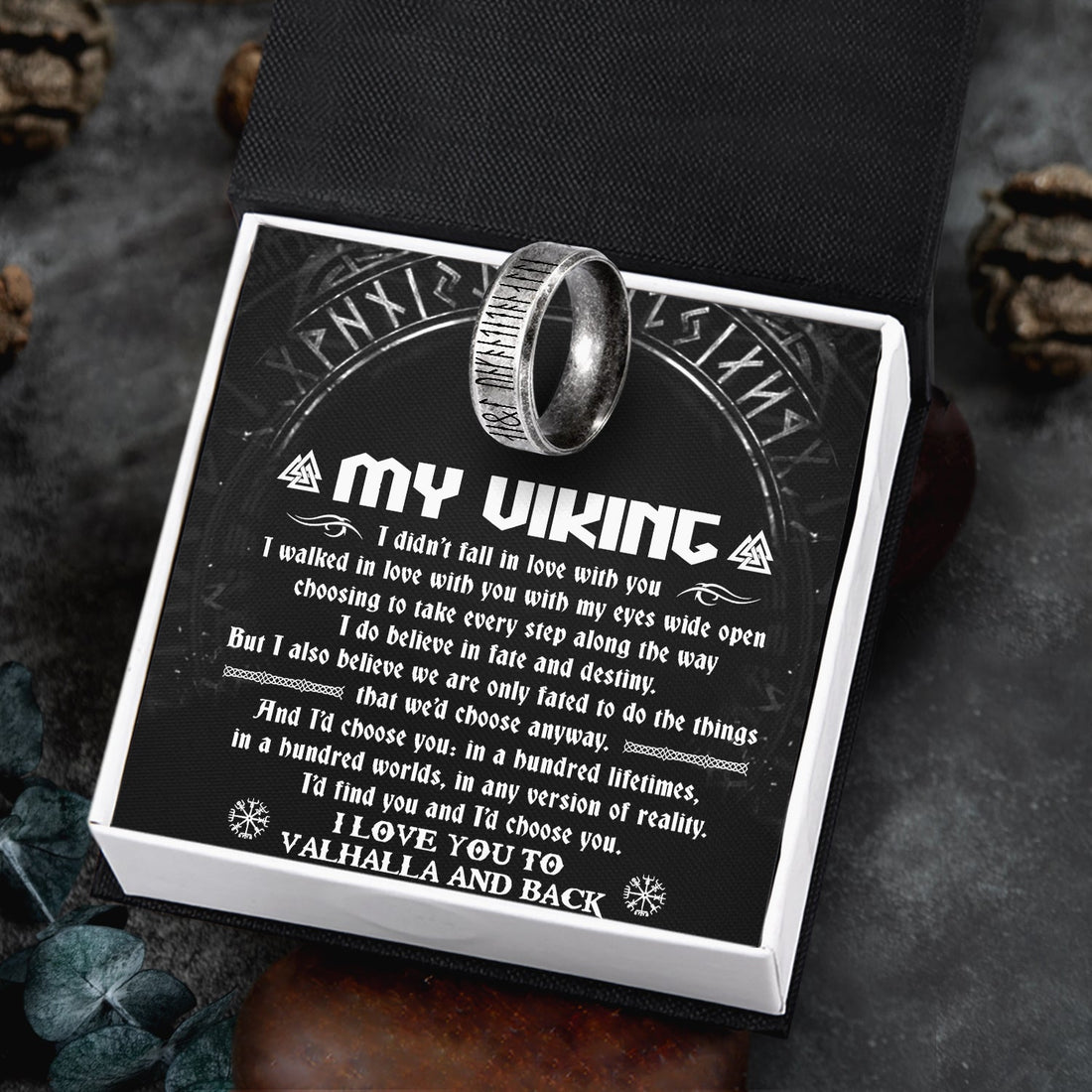 Rune Ring - Viking - My Viking - I Love You To Valhalla And Back - Gri ...