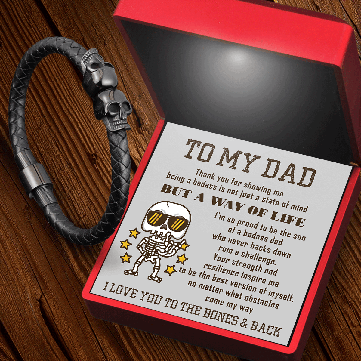 Skull Cuff Bracelet - Skull - To My Dad - I Love You To The Bones & Back - Gbbh18025
