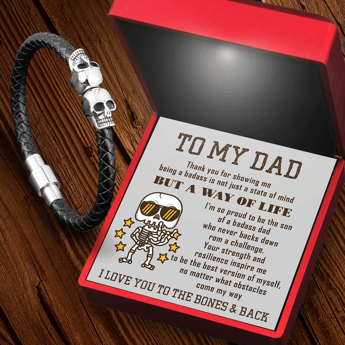 Skull Cuff Bracelet - Skull - To My Dad - I Love You To The Bones & Back - Gbbh18025