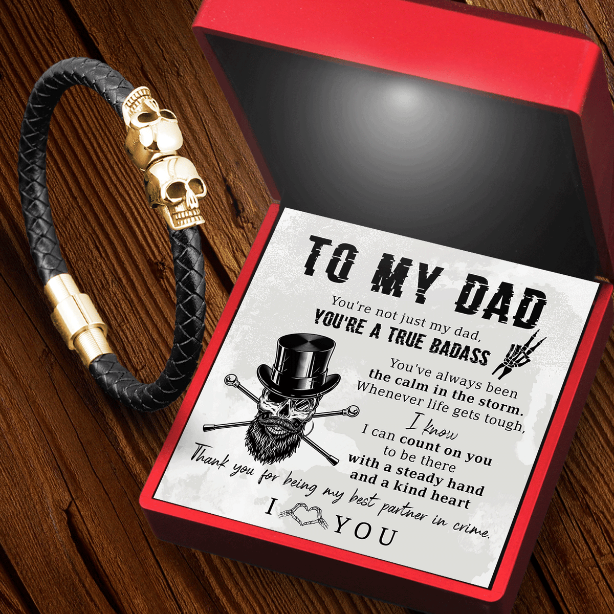 Skull Cuff Bracelet - Skull - To My Dad - Thank You For Being My Best Partner In Crime - Gbbh18023