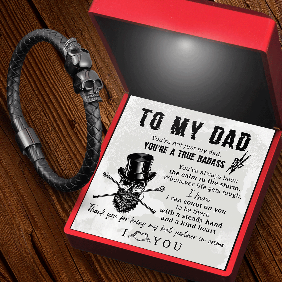 Skull Cuff Bracelet - Skull - To My Dad - Thank You For Being My Best Partner In Crime - Gbbh18023