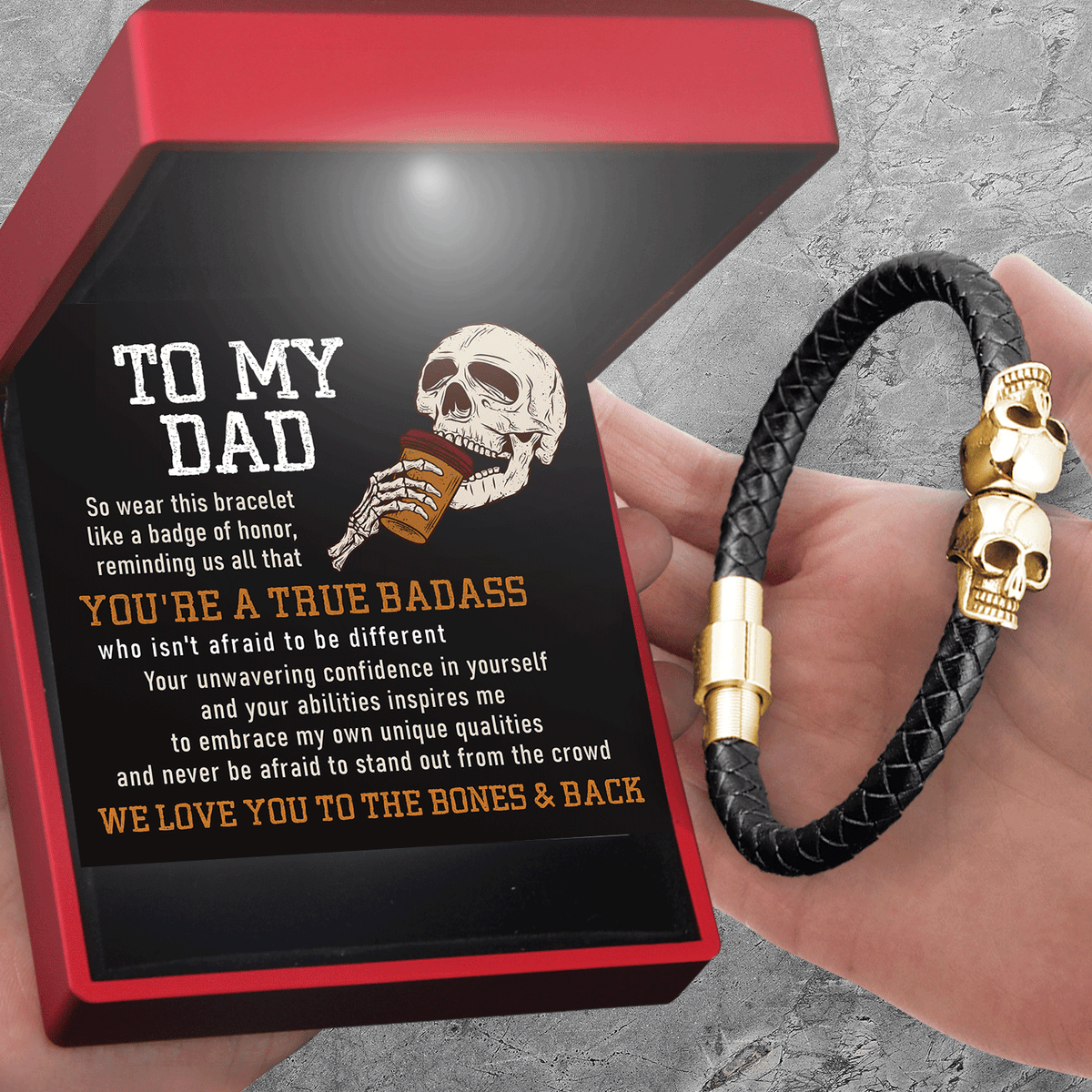 Skull Cuff Bracelet - Skull - To My Dad - We Love You To The Bones & Back - Gbbh18026
