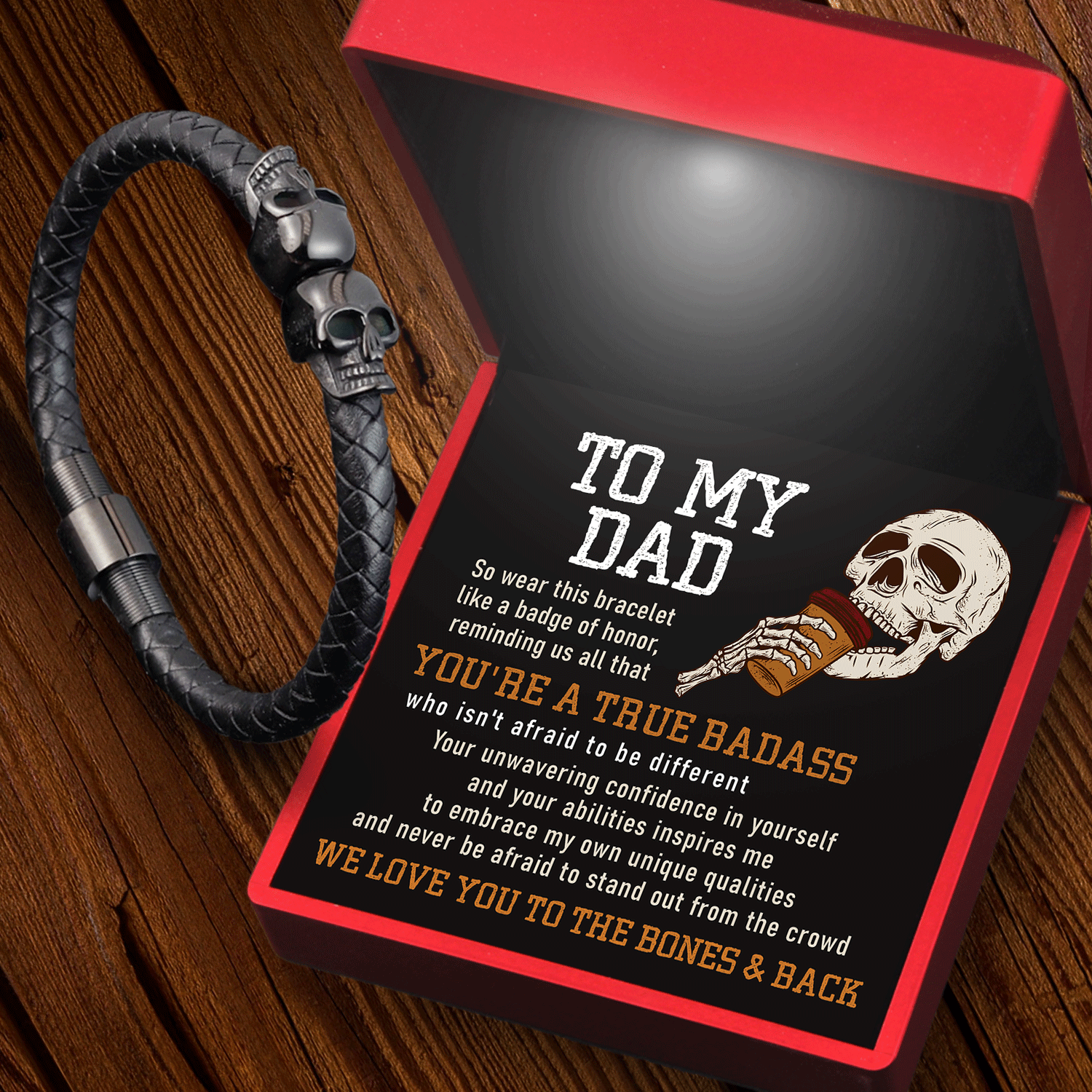 Skull Cuff Bracelet - Skull - To My Dad - We Love You To The Bones & Back - Gbbh18026