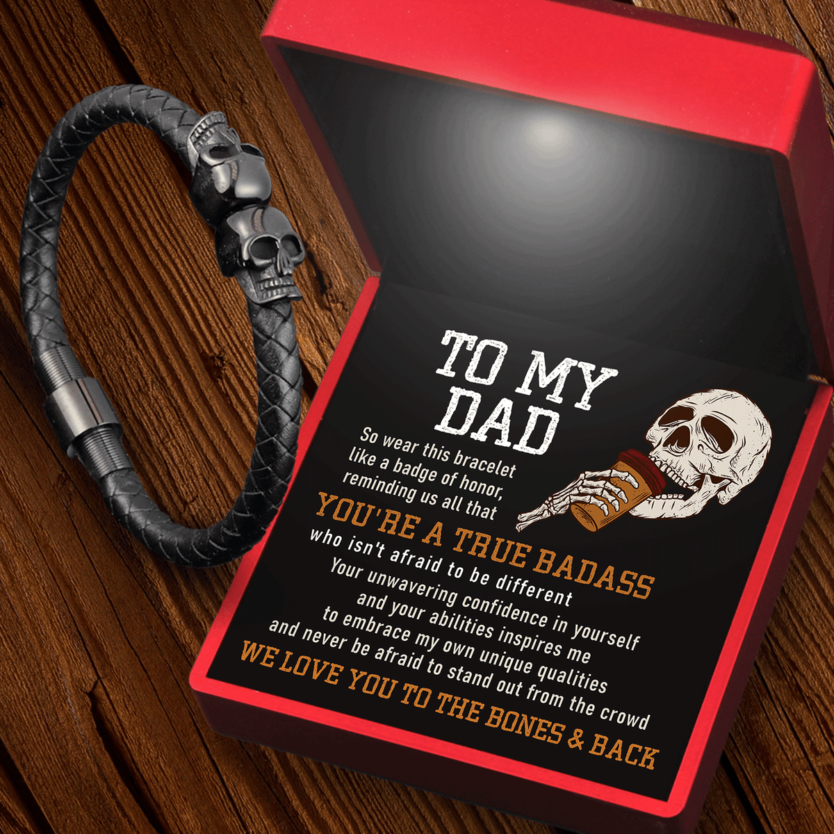 Skull Cuff Bracelet - Skull - To My Dad - We Love You To The Bones & Back - Gbbh18026