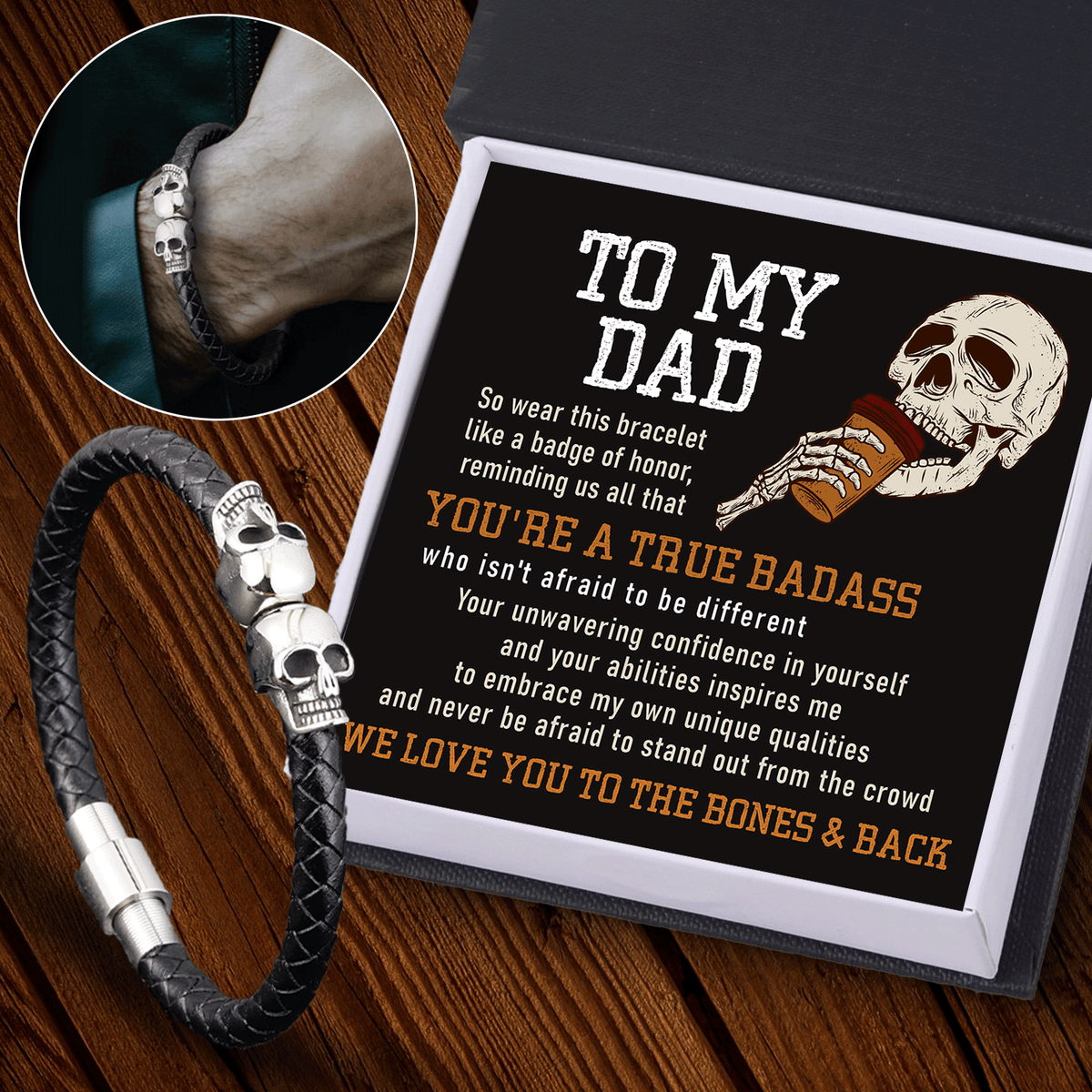 Skull Cuff Bracelet - Skull - To My Dad - We Love You To The Bones & Back - Gbbh18026