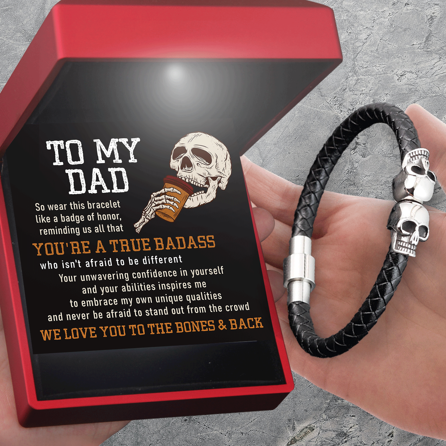 Skull Cuff Bracelet - Skull - To My Dad - We Love You To The Bones & Back - Gbbh18026
