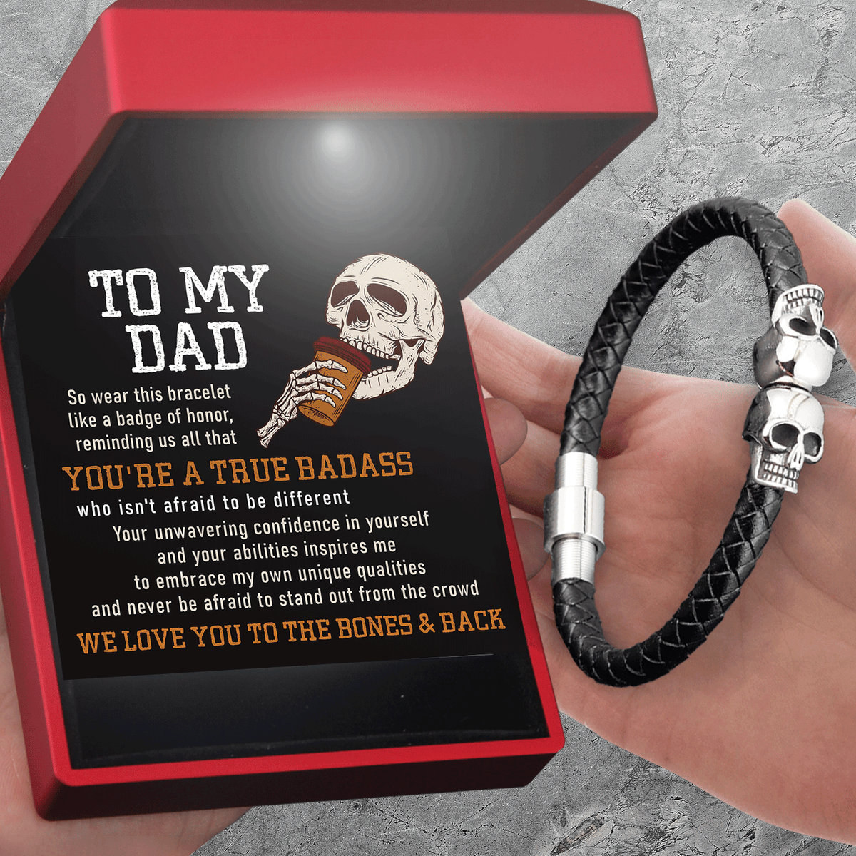Skull Cuff Bracelet - Skull - To My Dad - We Love You To The Bones & Back - Gbbh18026