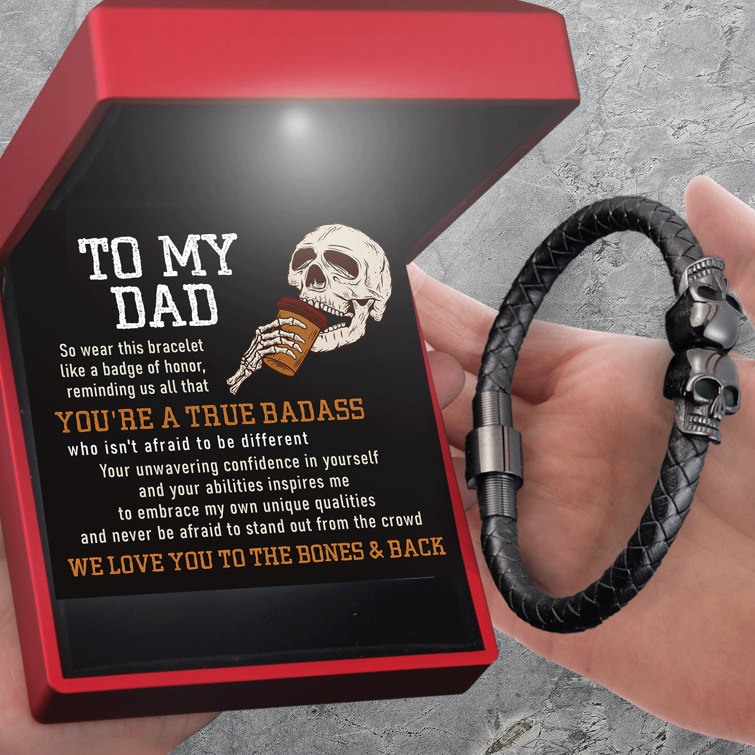 Skull Cuff Bracelet - Skull - To My Dad - We Love You To The Bones & Back - Gbbh18026