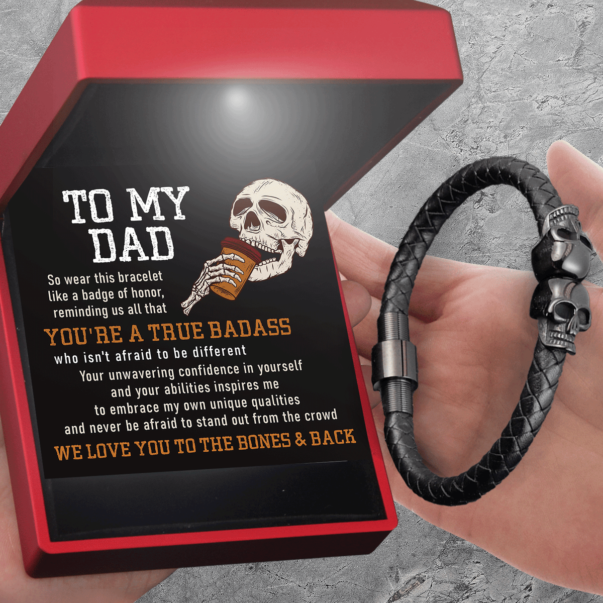 Skull Cuff Bracelet - Skull - To My Dad - We Love You To The Bones & Back - Gbbh18026