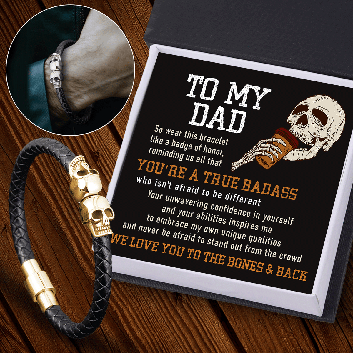 Skull Cuff Bracelet - Skull - To My Dad - We Love You To The Bones & Back - Gbbh18026