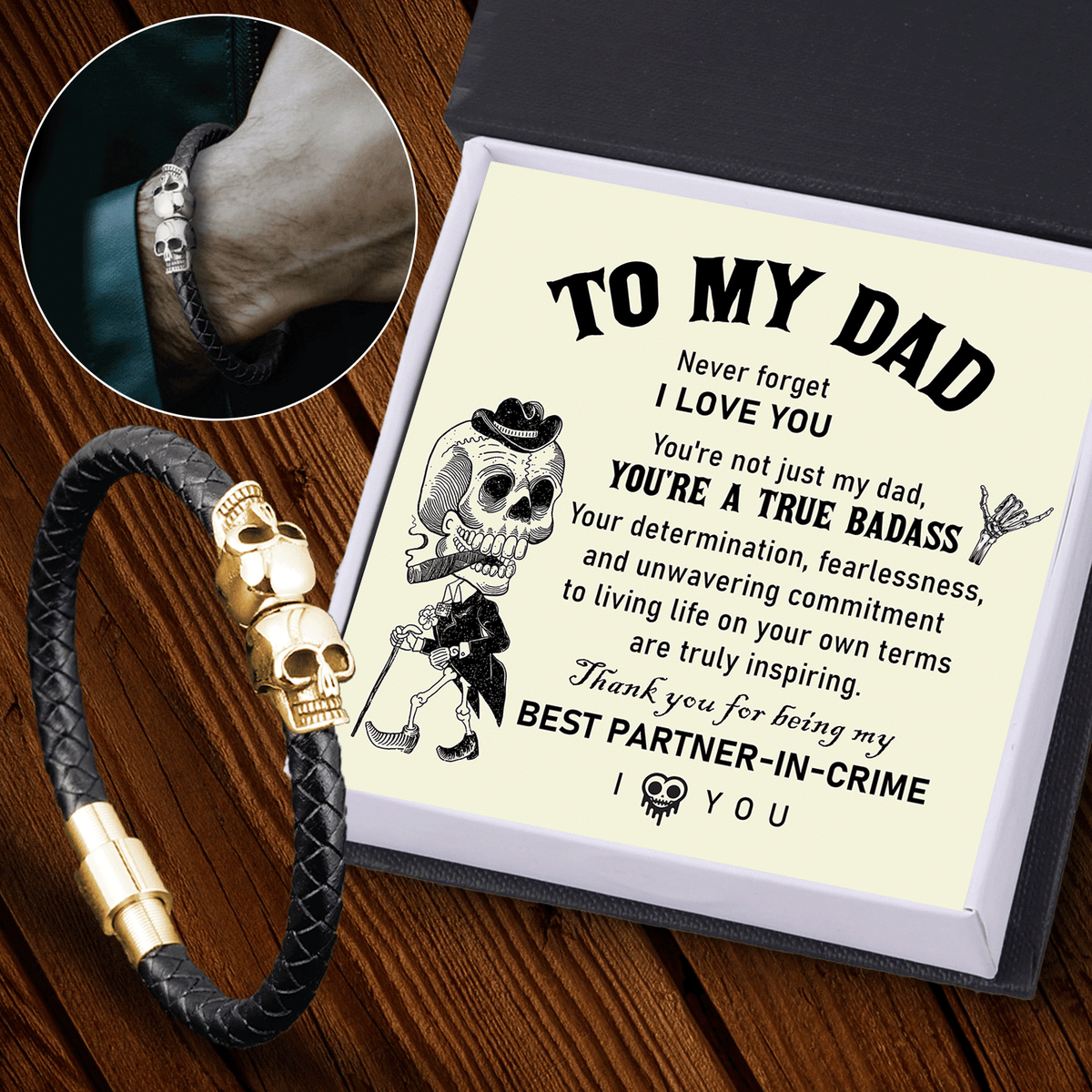 Skull Cuff Bracelet - Skull - To My Dad - You're Not Just My Dad, You're A True Badass - Gbbh18024