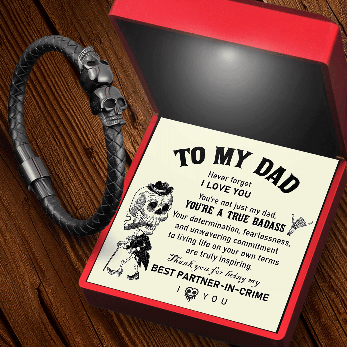 Skull Cuff Bracelet - Skull - To My Dad - You're Not Just My Dad, You're A True Badass - Gbbh18024