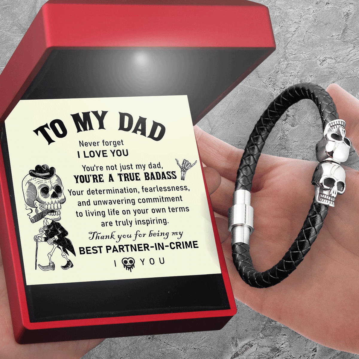 Skull Cuff Bracelet - Skull - To My Dad - You're Not Just My Dad, You're A True Badass - Gbbh18024