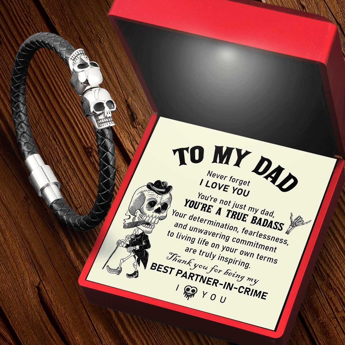 Skull Cuff Bracelet - Skull - To My Dad - You're Not Just My Dad, You're A True Badass - Gbbh18024