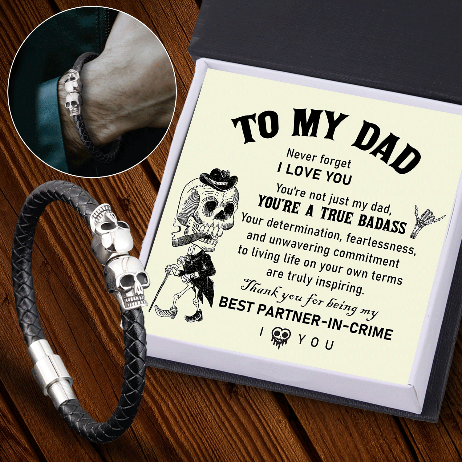 Skull Cuff Bracelet - Skull - To My Dad - You're Not Just My Dad, You're A True Badass - Gbbh18024