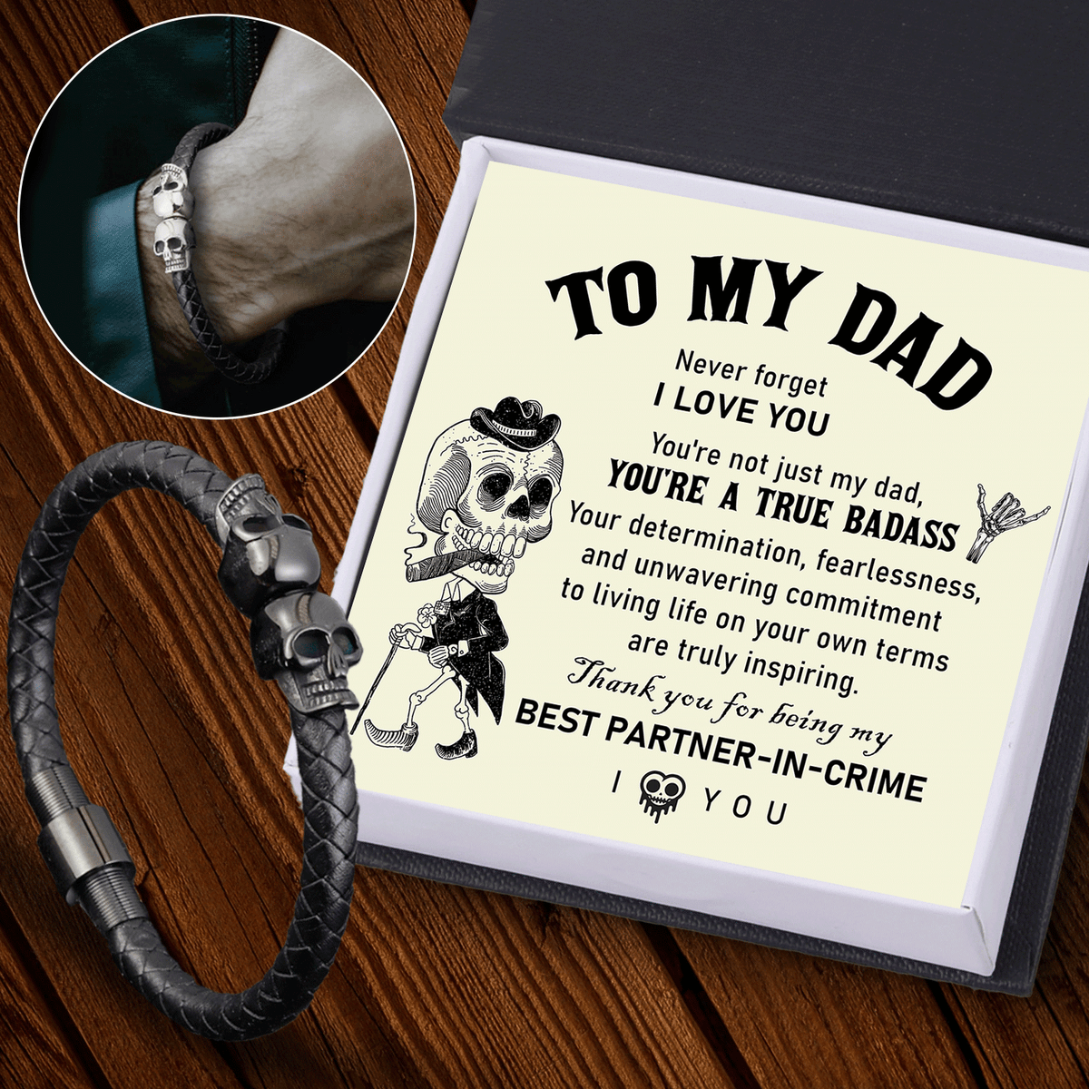 Skull Cuff Bracelet - Skull - To My Dad - You're Not Just My Dad, You're A True Badass - Gbbh18024