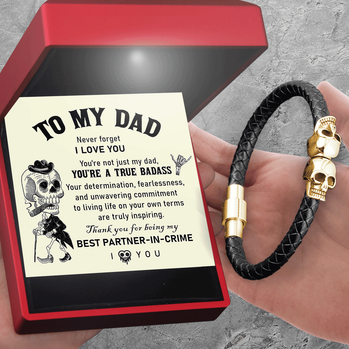 Skull Cuff Bracelet - Skull - To My Dad - You're Not Just My Dad, You're A True Badass - Gbbh18024