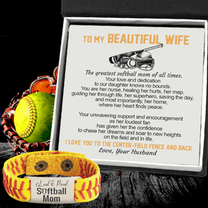 Softball Bracelet - Softball - To My Beautiful Wife - I Love You To The Center-field Fence And Back - Gbzk15001