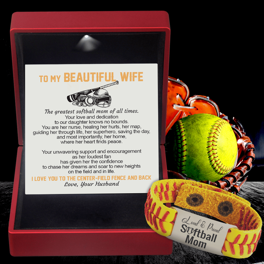 Softball Bracelet - Softball - To My Beautiful Wife - I Love You To The Center-field Fence And Back - Gbzk15001
