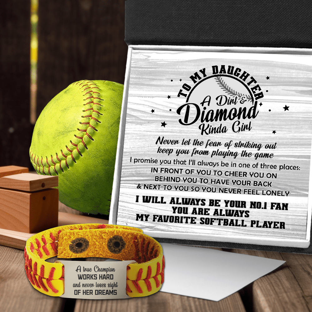 Softball Bracelet - Softball - To My Daughter - A Dirt And Diamond Kinda Girl - Gbzk17021