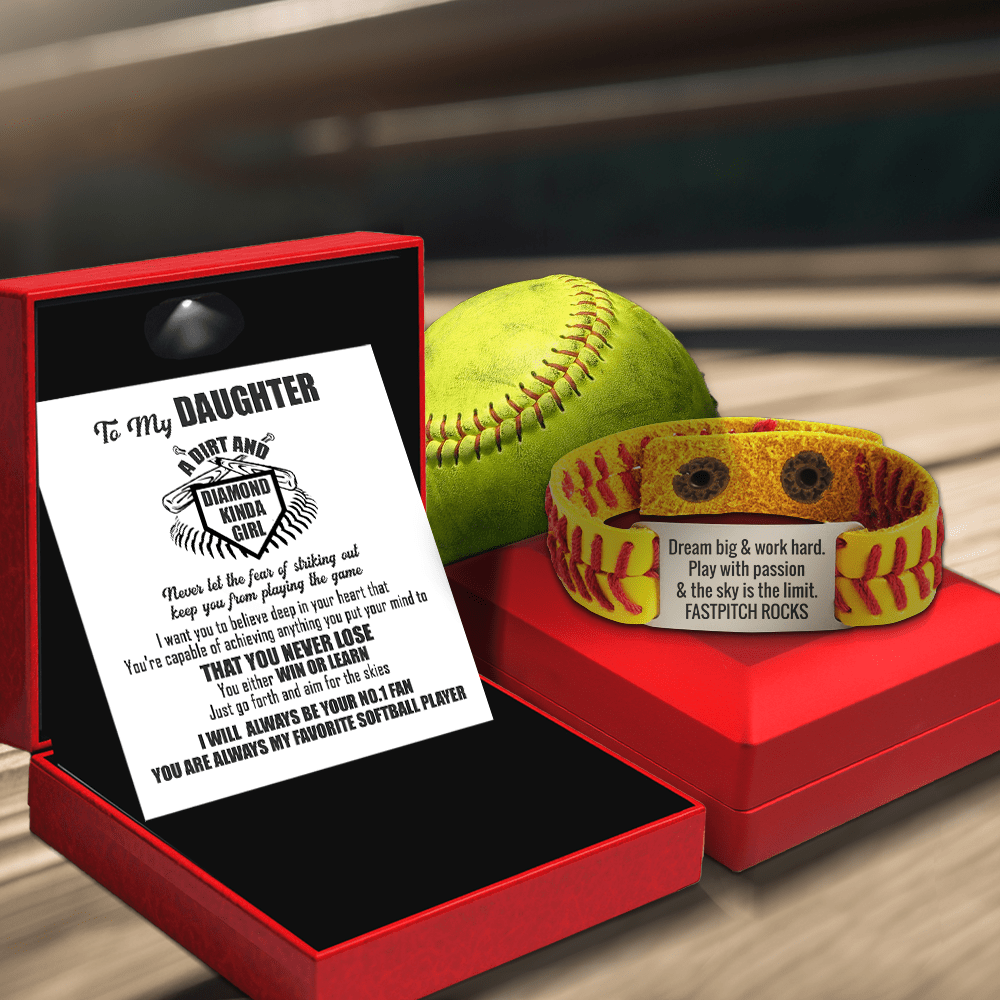 Softball Bracelet - Softball - To My Daughter - Dream Big And Work Hard - Gbzk17017