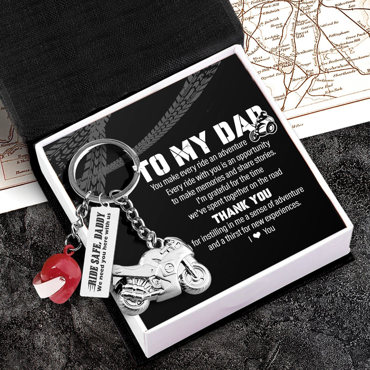 Superbike Helmet Keychain - Biker - To My Dad - I'm Grateful For The Time We've Spent Together On The Road - Gkwg18002