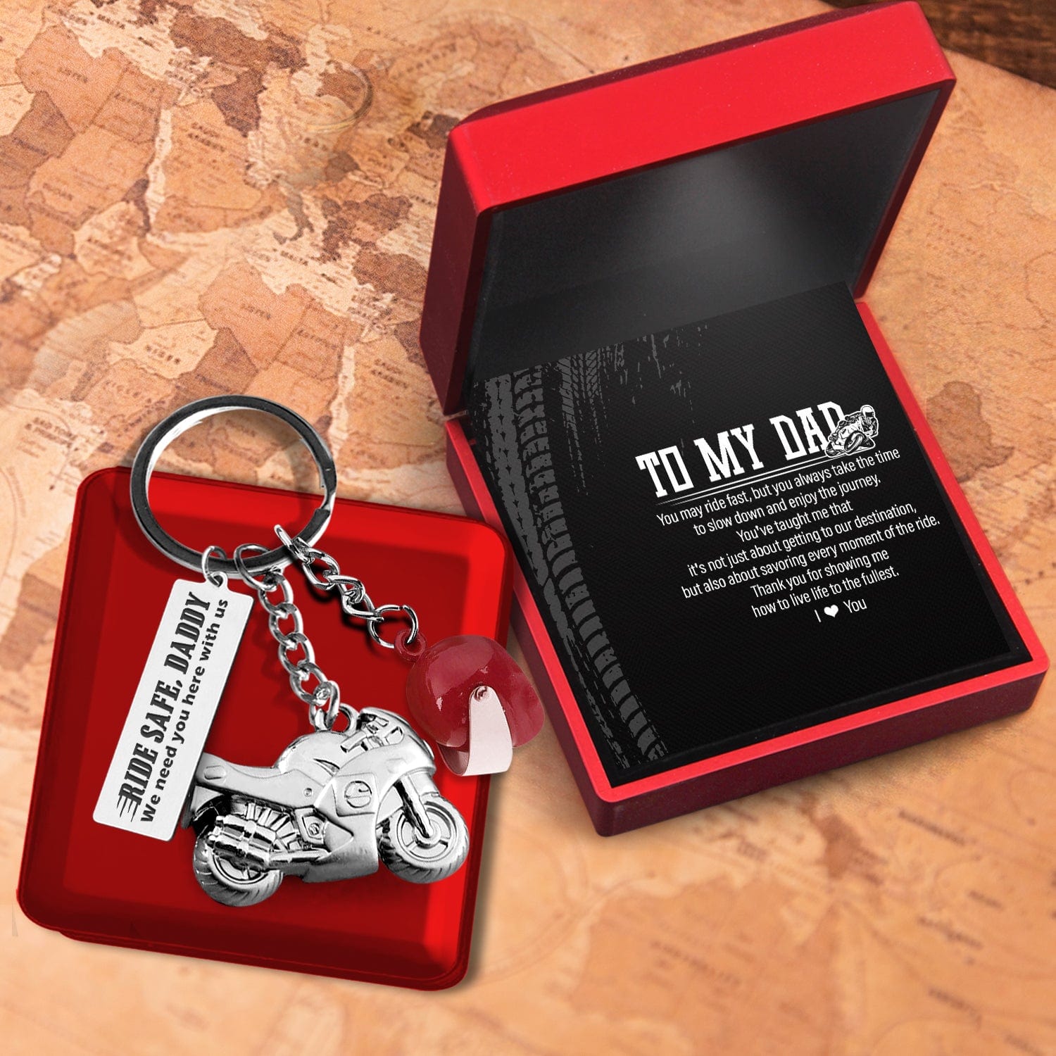 Superbike Helmet Keychain - Biker - To My Dad - Thank You For Showing Me How To Live Life To The Fullest - Gkwg18001