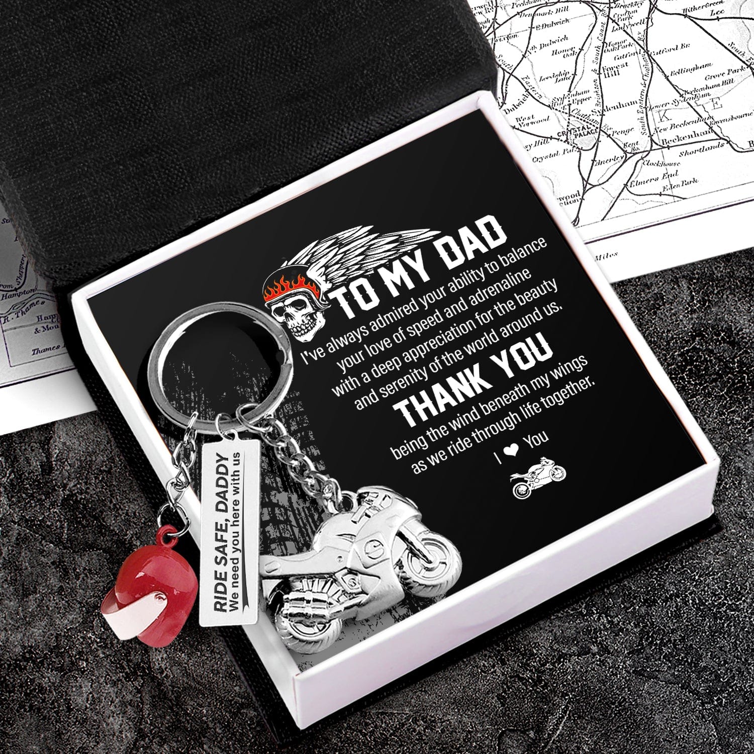 Superbike Helmet Keychain - Biker - To My Dad - Thanks For Being The Wind Beneath My Wings - Gkwg18003