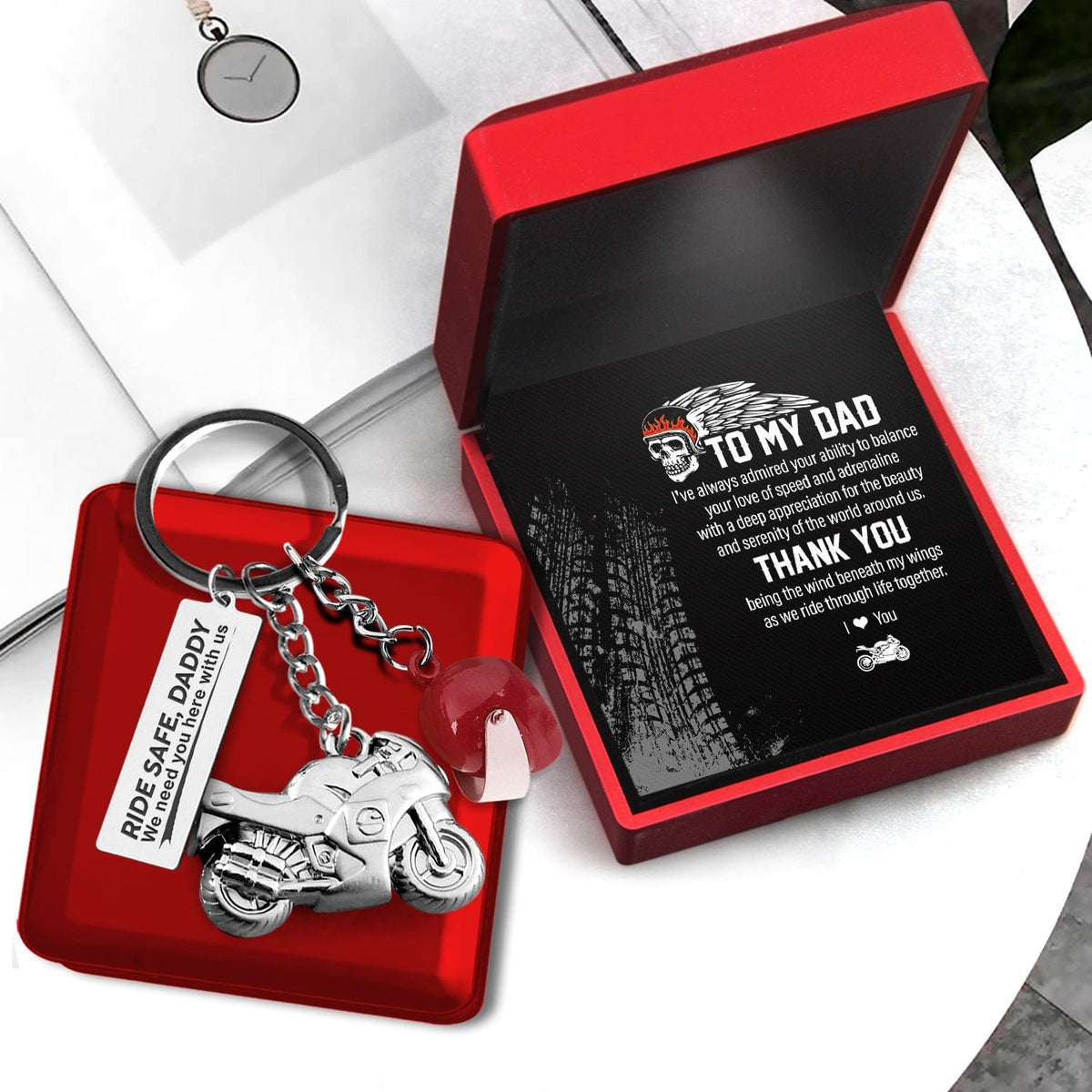 Superbike Helmet Keychain - Biker - To My Dad - Thanks For Being The Wind Beneath My Wings - Gkwg18003