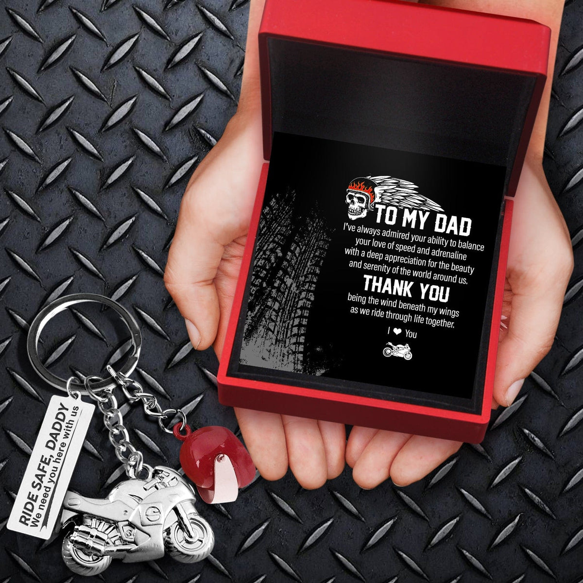 Superbike Helmet Keychain - Biker - To My Dad - Thanks For Being The Wind Beneath My Wings - Gkwg18003