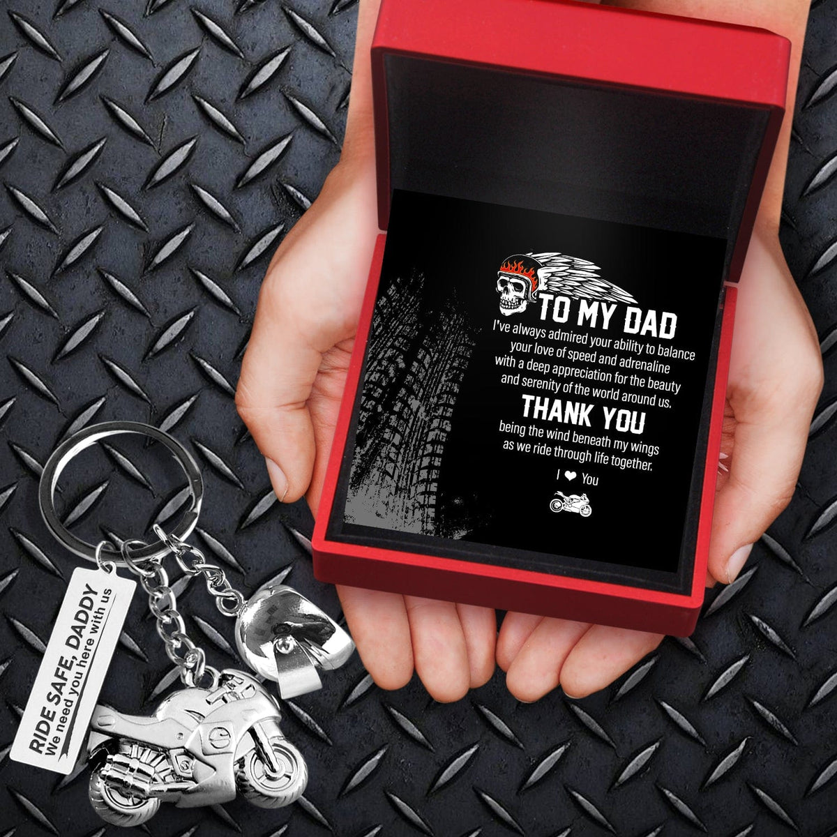 Superbike Helmet Keychain - Biker - To My Dad - Thanks For Being The Wind Beneath My Wings - Gkwg18003