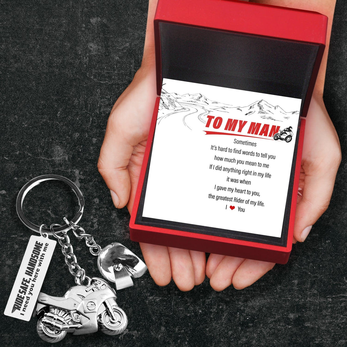 Superbike Helmet Keychain - Biker - To My Man - The Greatest Rider Of My Life - Gkwg26005